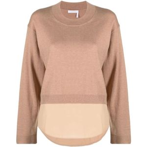See by Chloé, Truien, Dames, Bruin, M, Katoen, Casual Bruin Wol Katoen Trui