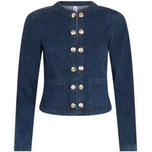 Liu Jo, Overhemden, Dames, Blauw, M, Katoen, Spijkerjasje met juweelketting