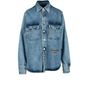 Msgm, Overhemden, Heren, Blauw, XS, Katoen, Overhemd