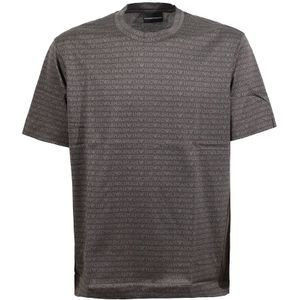 Emporio Armani, Tops, Heren, Bruin, L, Katoen, Donkerbruin T-shirt met letters Oversized Fit