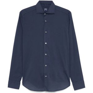 Fedeli, Overhemden, Heren, Blauw, L, Katoen, Stretch katoenen overhemd