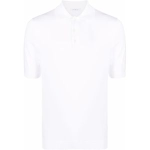 Malo, Tops, Heren, Wit, M, Katoen, Wit Poloshirt Effen Gebreid