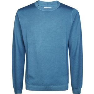 Sun68, Truien, Heren, Blauw, L, Wol, Rondgebreide trui