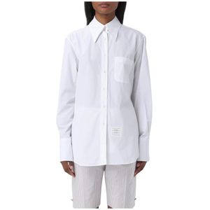Thom Browne, Blouses & Shirts, Dames, Wit, XS, Katoen, Klassieke Katoenen Poplin Overhemd