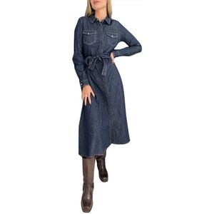 Marella, Kleedjes, Dames, Blauw, L, Katoen, Shirt Kleedjes