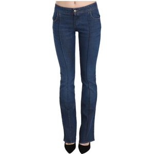 Just Cavalli, Jeans, Dames, Blauw, L, Denim, Versleten Bootcut Denim Jeans