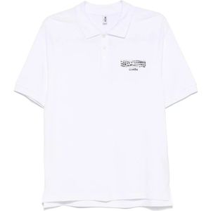 Moschino, Tops, Heren, Wit, 2Xl, Katoen, Logo Print Polo Shirt White
