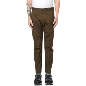 Dsquared2, Broeken, Heren, Groen, XL, Zwarte Cargo Broek Stijlvol Ontwerp