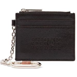 MM6 Maison Margiela, Accessoires, Heren, Zwart, ONE Size, Leer, Zwarte leren portemonnee met sleutelring