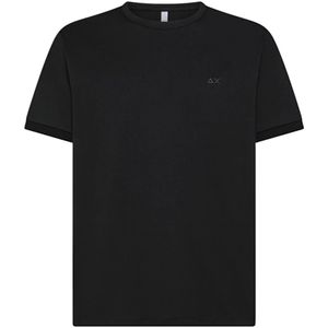Sun68, Tops, Heren, Zwart, 2Xl, Katoen, Katoenen T-shirt met korte mouwen