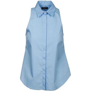 Dondup, Blouses & Shirts, Dames, Blauw, M, Katoen, Mouwloze katoenen overhemd