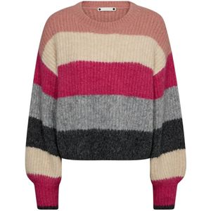 Co'Couture, Truien, Dames, Veelkleurig, S, Wol, Flash Pink Gebreide Trui