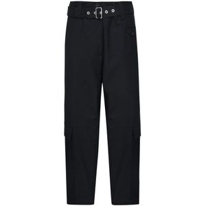 Pinko, Broeken, Dames, Blauw, 2Xs, Wol, Blauwe wollen broek met riem