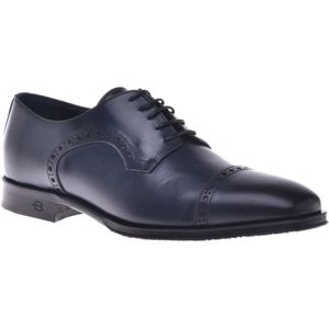 Baldinini, Schoenen, Heren, Blauw, 46 EU, Leer, Veterschoenen van donkerblauw leer