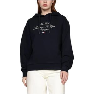 Tommy Hilfiger, Sweatshirts & Hoodies, Dames, Blauw, XS, Donkerblauwe hoodie