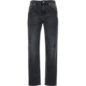 Dolce & Gabbana, Jeans, Dames, Zwart, L, Denim, Denim Boyfriend Jeans Broek
