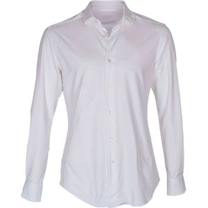 Xacus, Overhemden, Heren, Wit, S, Leer, Heren Jersey Overhemd Tailored Fit