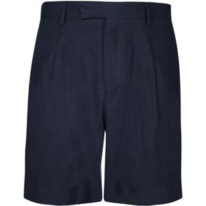 Lardini, Korte broeken, Heren, Blauw, M, Linnen, Blauwe Linnen Bermuda Shorts