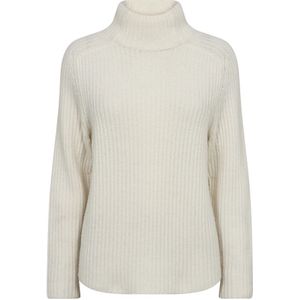 MOS Mosh, Truien, Dames, Beige, XS, Wol, Hoge Hals Gebreide Trui Ecru