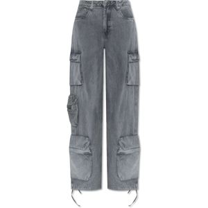 Gestuz, Jeans, Dames, Grijs, L, Katoen, Jeans Nynne cargo stijl