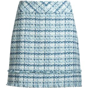 Hugo Boss, Rokken, Dames, Blauw, 2Xl, Tweed, Blauwe Tweed Rok met Franjes