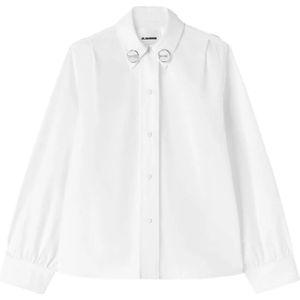 Jil Sander, Blouses & Shirts, Dames, Wit, M, Katoen, Wit Katoenen Overhemd
