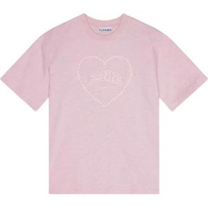 Ganni, Tops, Dames, Roze, M, Katoen, Roze Oversized Katoenen T-shirt