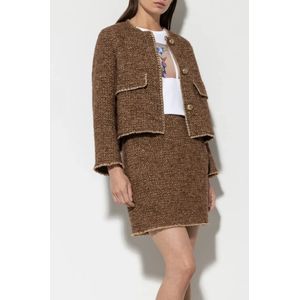 Luisa Cerano, Jassen, Dames, Bruin, M, Tweed, Tweed Jas met Gouden Schijn