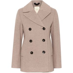 Part Two, Jassen, Dames, Beige, S, Wol, Klassiek jasje met brede kraag en knopen