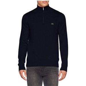 Lacoste, Truien, Heren, Blauw, XS, Wol, Wollen Half-Zip Trui