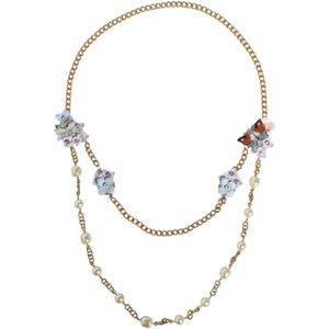 Dolce & Gabbana, Accessoires, Dames, Geel, ONE Size, Kristal Parel Bloemlaag Ketting