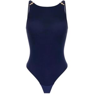 Elisabetta Franchi, Tops, Dames, Blauw, M, Navy Blue Jersey Body Top