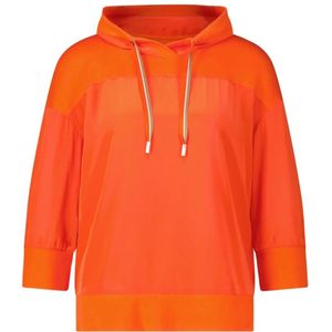 Marc Cain, Sweatshirts & Hoodies, Dames, Oranje, XS, Satijn, Satijnen Blouse met Trekkoord en Inzetstuk