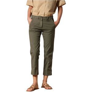 Mason's, Broeken, Dames, Groen, 3Xs, Katoen, Elegante Military Green Carrot Fit Chino Broek