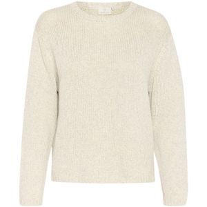 Kaffe, Truien, Dames, Beige, XL, Eenvoudige Gebreide Pullover Trui Tortelduif Melange