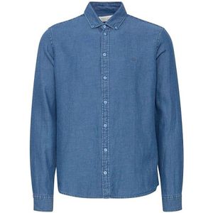 Casual Friday, Overhemden, Heren, Blauw, S, Linnen, Blauwe Linnen Mix Blouse met Knopen