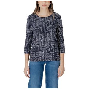Street One, Tops, Dames, Blauw, XL, Blauwe Viscose Longsleeve T-shirt