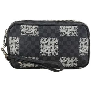 Louis Vuitton Vintage, Pre-owned, Dames, Zwart, ONE Size, Leer, Tweedehands Canvas Louis Vuitton tassen