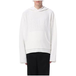 MM6 Maison Margiela, Sweatshirts & Hoodies, Heren, Wit, S, Katoen, Witte Gebreide Hoodie