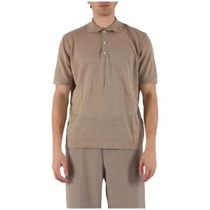 Costumein, Tops, Heren, Bruin, 2Xl, Linnen, Linnen polo met knoopkraag