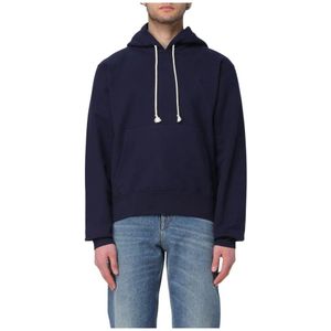 Saint Laurent, Sweatshirts & Hoodies, Heren, Blauw, L, Katoen, Blauwe Katoenen Sweatshirt met Iconisch Logo