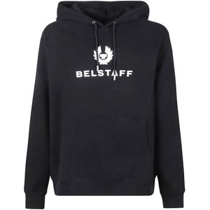 Belstaff, Sweatshirts & Hoodies, Heren, Zwart, 3Xl, Katoen, Zwarte Katoenen Hoodie met Iconisch Logo