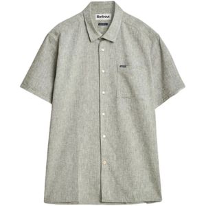 Barbour, Overhemden, Heren, Groen, 3Xl, Linnen, Groene Nelson Zomer Linnen Shirt