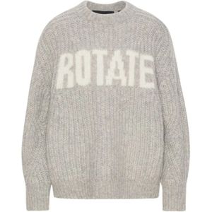 Rotate Birger Christensen, Truien, Dames, Grijs, M, Wol, Grijze Gebreide Logo Trui