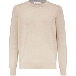 Brunello Cucinelli, Truien, Heren, Blauw, L, Kasjmier, Ronde Hals Trui