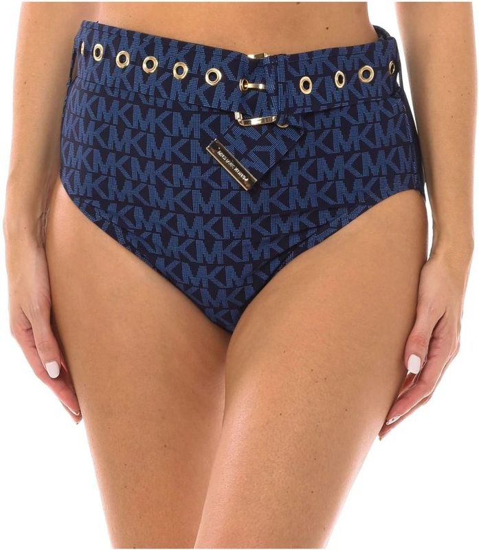 Michael Kors, Badkleding, Dames, Blauw, M, Polyester, High-Waist Bikini Bottom