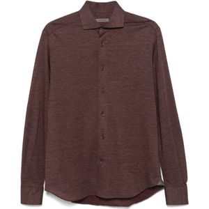 Corneliani, Overhemden, Heren, Paars, 4Xl, Wol, Wol Lyocell Shirt