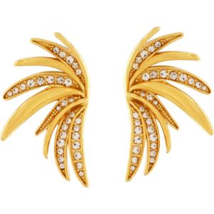 Dansk Copenhagen, Accessoires, Dames, Geel, ONE Size, Statement Waterdichte Vleugel Oorbel