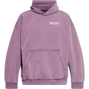 Balenciaga, Sweatshirts & Hoodies, Heren, Paars, 2Xl, Katoen, Sweatshirt met logo