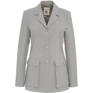 Semicouture, Jassen, Dames, Grijs, S, Polyester, Chique Grijze Blazer